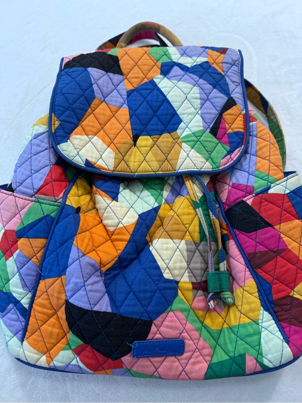 Vera Bradley Quilted "Pop Art" Multi-Colored Drawstring Flap Backpack